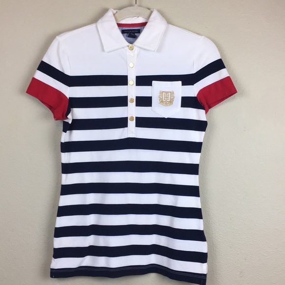 Tommy Hilfiger Tops - Tommy Hilfiger Nautical Stripe Polo Shirt Small